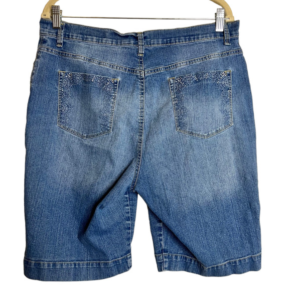 Gloria Vanderbilt Womens Denim Bermuda Shorts Size 16 Pocket Bling - Picture 3 of 6